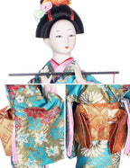 ALAMIYA Home Decoration Asian Japanese Geisha Kimono Doll Collectible Figurine Gift with Paper Fan
