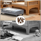 Under Bed Storage with Wheels - 2Pack 60L Underbed Storage Containers with Clear Lid & Label, Rolling Under Bed Storage Bins for Clothes, Shoes, Blankets (XL,Grey)