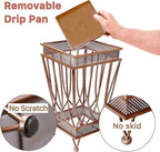 Dualplex Super Quality Umbrella Stand, Umbrella Holder, Antique Look Metal Entry Hallway Décor Square Style w/Removable Drip Tray Home Office Decoration Rack Holds Umbrellas Canes Walking Sticks