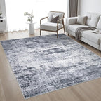 4x4 Area Rug Living Room Rug: Washable Modern Abstract Soft Thin Rug Indoor Floor No Slip Stain Resistant Carpet for Bedroom Dining Room Farmhouse Nursery Home Office - Grey