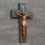 BC Catholic Holy Trinity Crucifix Wall Cross, 9.5" H Jesus Christ Wall Decor, Religious Gifts, Catholic Christian Home Decor, Renaissance Wall Sculpture handpainted by Buildclassic