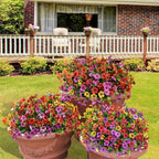 INQCMY Artificial Flowers for Outdoors Faux Plants Outdoor Fake Flowers Spring Decoration,12 Bundles Faux Silk Colorful Daisy Realistic UV Resistant for Outside Home Planter Window Porch Patio Yard