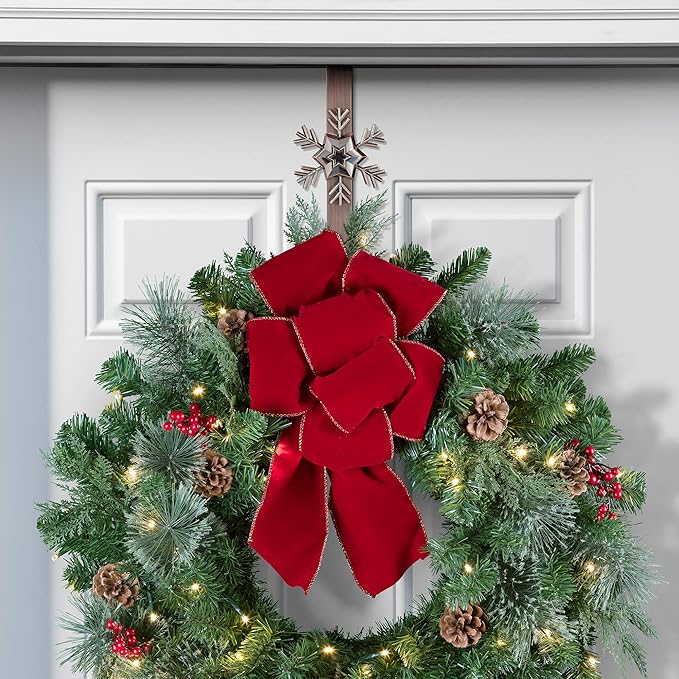 Haute Decor Adapt Adjustable Length Wreath Hanger with Interchangeable Icons (Oil Rubbed Bronze-Bee/Sun/Pumpkin/Snowflake) - 4 Wreath Hangers in 1 - Sturdy Door Wreath Hanger