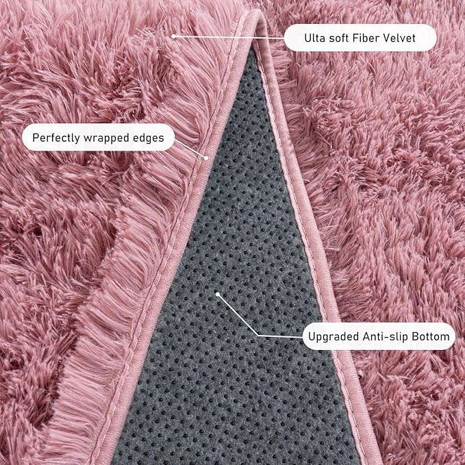 Rugs for Living Room 6x9, Soft Shaggy Modern Shag Area Rug for Bedroom, Upgrade Non-Slip Plush Fluffy Carpet for Kids Boys Girls Room Home Decor Aesthetic, Blush