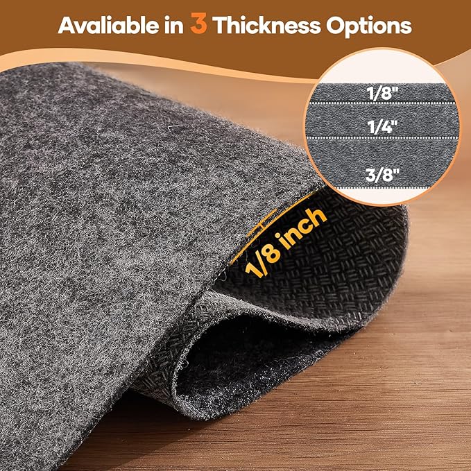 Veken Non Slip Cushioned Rug Pad Gripper, Felt and Silicone Backing, Carpet Liner for Hardwood Floors and Finishes, Under Area Rugs Anti Skid Mat, Keep Rugs Safe and in Place, 2 x 3 Ft 1/8 inch Thick