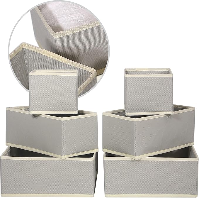 DIOMMELL Foldable Cloth Storage Box Closet Dresser Drawer Organizer Fabric Baskets Bins Containers Divider with Drawers for Clothes, Underwear, Bras, Socks, Lingerie, Clothing, Set of 6