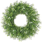 24 Inch Summer Wreaths for Front Door Wreath Spring Outdoor Green Door Wreath for All Seasons Porch Living Room Bedroom Window Wall Indoor Outdoor Farmhouse Home Decoration