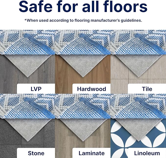 RUGPADUSA - Eco-Plush - 10'x14' - 1/4" Thick - 100% Felt - Premium Cushioned Rug Pad - Available in 3 Thicknesses, Many Custom Sizes