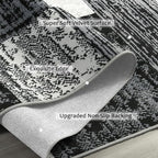 FlyDOIT Modern Geometric Patchwork Area Rug, 2x6 Grey Runner Rugs for Living Room, Rockwood Collection Indoor Rugs for Bedroom, Throw Carpet Floor Decor for Entryway Dining Room Office Nursery