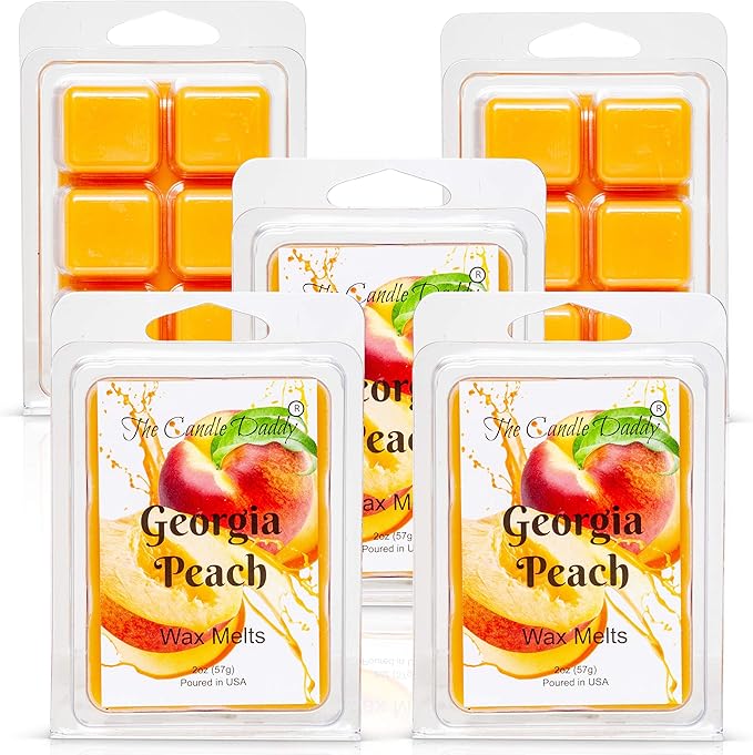 Georgia Peach - Southern Peach Fruit Scented Melt- Maximum Scent Wax Cubes/Melts- 1 Pack -2 Ounces- 6 Cubes, Gift for Women, Men, BFF, Friend, Wife, Mom, Birthday, Sister, Daughter, Anniversary