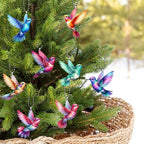 2D Bird Acrylic Hanging Ornament - 8Pcs Flying Birds Christmas Tree Ornaments, Xmas Tree Ceiling Pendants with Lanyard Rearview Mirror Window Charms Gift for Men Women (Hummingbird 1)