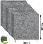 AKTOP Cork Bulletin Board 12x12, 1/2" Thick Felt Cork Board Tiles 12 Pack, Small Square Pin Board for Wall, Self Adhesive Corkboards with 120 Push Pin Wood Clips for School, Home & Office, Grey