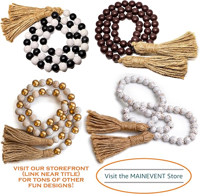 Boho Wood Decorative Beads & Tassel Garland Black