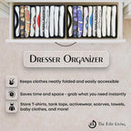 Drawer Organizer Clothes - 3 Set Multipurpose Dresser Drawer Organizer for Adults & Kids, Closet Foldable 10 Cells per Organizer - Non-Woven Fabric, T-Shirts, Baby Clothes, Shorts Organizer - Black