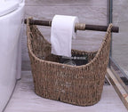 Vintiquewise Free Standing Magazine and Toilet Paper Holder Basket with Wooden Rod