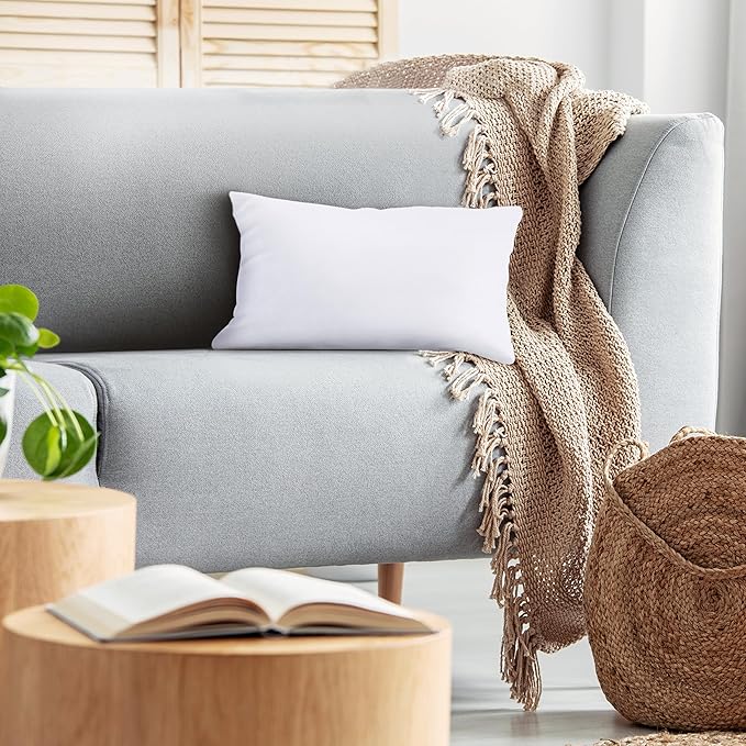 Utopia Bedding Throw Pillows (Set of 1, White) – 12 x 20 Inches Down Alternative Pillows for Bed, Sofa, and Couch - Fluffy Decorative Stuffer Pillow for Indoors & Outdoors
