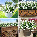 12 Bundles Artificial Flowers for Outdoors Spring Decor, Realistic UV Resistant Fake Plants Faux Plastic Flowers for Outside Planter Home Gardens Patio Porch Yards Cemetery Summer Decor(White)