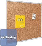 Quartet Cork Bulletin Board 72"W x 48"H Pin Board, Silver Aluminum Frame (2307)
