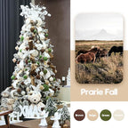 Sea Team 16-Pack Flocked Velvet Christmas Tree Ball Ornaments Set, Decorative Hanging Baubles, Shatterproof Plastic Decorations for Xmas Tree, Wreath, Garland, 80mm/3.15 Inches, Prairie Fall