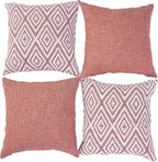 HPUK Decorative Throw Pillow Covers Set of 4 Geometric Design Linen Cushion Cover for Couch Sofa Living Room, 20"x20" inches, Coral