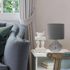 Simple Designs LT1210-SMG 13.75" Contemporary Curved Glass Table Lamp, Smoke Gray with Gray Shade
