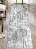 Ciicool 2x6 Washable Runner Rug, Modern Abstract Hallway Rugs Runner, Non-Slip Thin Accent Rug Lightweight Grey White Print Distressed Carpet for Laundry Entryway Bedroom Kitchen Bathroom Indoor