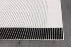 Modern Micro Loop Indoor Area Rugs for Living Room Bedroom Kitchen Geometric Striped Black-White 5x7 Luxury Durable Low and High Pile Non-Shedding Stain Resistant Soft Area Carpet 5 x 7