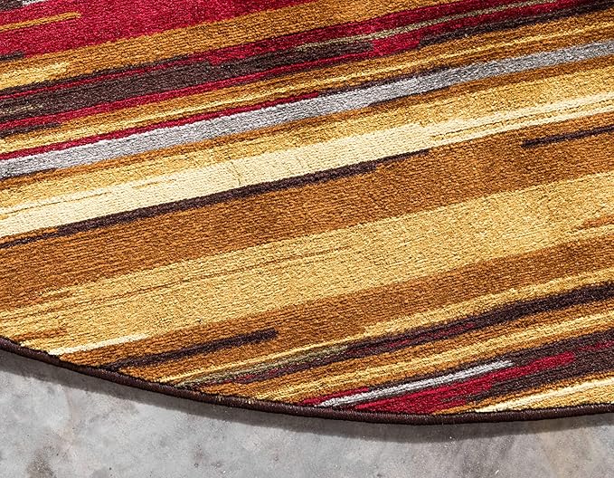 Unique Loom Barista Collection Area Rug - Icatu (7' 10" Round, Beige/ Brown)