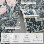 Vintage Floral with Ornate Border Washable 4x6 Area Rug, Soft Low Pile Carpet for Living Room, Dining Room Under Table, Bedroom | Non-Slip, Stain Resistant & Durable