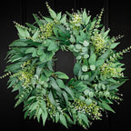 26 Inch Large Eucalyptus Wreath for Front Door Year Round, Spring Summer Greenery Farmhouse Wreath with Detachable Bow, Everyday Home Decor Used for Front Door Wall Porch