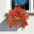 Artificial Hanging Flowers for Outdoors, 2 PCS UV Resistant Faux Silk 150 Morning Glory Each Trailing Vines, Fake Plants for Spring Outdoor Garden Planter Porch Patio Decoration, Red