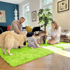 OLANLY 3x5 Machine Washable Small Bedside Rug, Soft Fluffy Shaggy Rugs for Living Room, Bedroom, Indoor Floor Carpet for Kids Girls and Boys, Preppy Dorms, Nursery, Home Decor Aesthetic, Lime Green