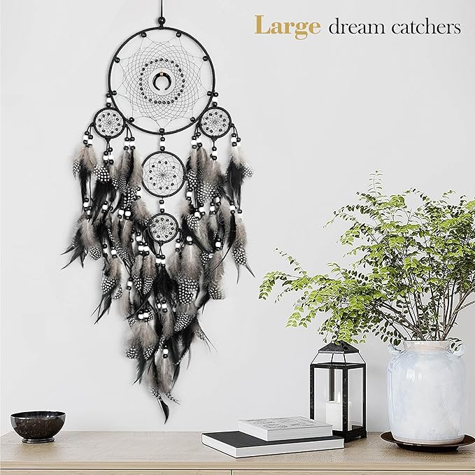 Dream Catchers for Adults Black Dream Catchers Large Dream Catcher Boho Dream Catcher Wall Decor for Boys Teen Room Decor Dorm Living Room Hanging Decoration Festival Gifts