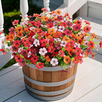 Artificial Flowers for Outdoors Potted Spring Decor, 12 Bundles Fake Summer Daisy with Realistic Eucalyptus Leaves, Faux Plants for Greenery Boxwood Porch Patio Garden Pot Lawn