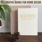 Decorative Books for Home Decor, Coffee Table Decor with Linen White Books Stack Bookshelf, Fake Book Double as Libros Decorativos and Photo Storage (2 Piece Set)