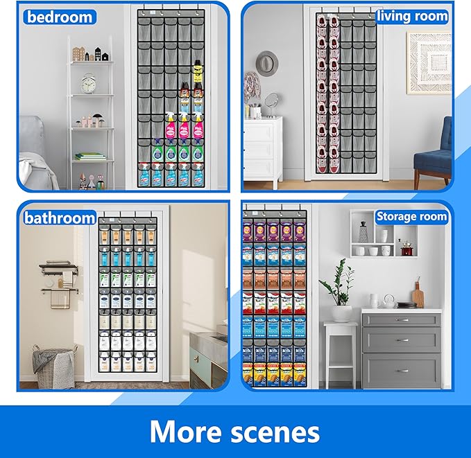 over the door shoe organizer,upgraded,over door shoe organizer,35 Huge clear pockets,over door shoe organizer,Store size 13 shoes,hooks Suitable for various doors,Grey