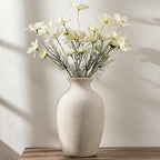 Large Ceramic Rustic Flower Vase, 10.43 Inch Tall Vintage Pottery Home Decor, Antique Farmhouse Terracotta Vase for Living Room, Table, Shelf, Mantel Decoration, Farmhouse - Cream-White