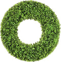 DDHS 19''Boxwood Wreaths for Front Door，Artificial Spring Wreaths for Farmhouse Wedding Green Year Round Indoor Outdoor for Fall Summer Christmas Wreath Home Decorations-Green