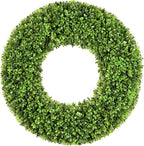 DDHS 19''Boxwood Wreaths for Front Door，Artificial Spring Wreaths for Farmhouse Wedding Green Year Round Indoor Outdoor for Fall Summer Christmas Wreath Home Decorations-Green