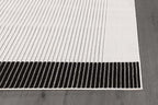 Modern Micro Loop Indoor Runner Rugs for Living Room Bedroom Kitchen Geometric Striped Black-White 2x7 Luxury Durable Low and High Pile Non-Shedding Stain Resistant Soft Area Carpet 2 x 7