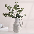 VICTOR & TERESA White Ceramic Pitcher Vase for Home Decor, 10'' Decorative Jug Vases Gift for Mom, Farmhouse Distressed Vases for Flowers, Pampas Grass, Table Centerpieces, Kitchen, Mantel