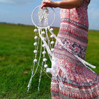 Angel Wings Dream Catchers, White Boho Cottagecore Decor, Wall Hanging Meditation Gifts, Hippie Zen Spiritual Yoga Decor for Bedroom or Nursery