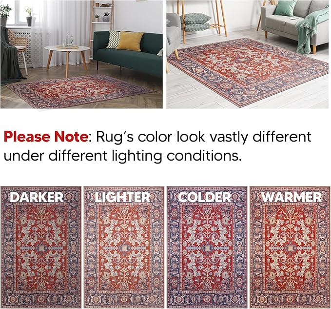 Keen Home Design 2x10 Rug - Machine Washable Runner Rug with Non-Slip Backing, Ideal for Hallway, Entryway, Kitchen, Laundry Room - Vintage, Easy Clean, Durable, Low Pile - (2'6" x 10')
