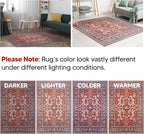 Keen Home Design 8x10 Rug - Machine Washable Area Rug with Non-Slip Backing, Ideal for Living Room, Dining Room, Bedroom - Vintage, Easy Clean, Durable, Low Pile Rug - (8' x 10')