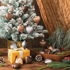 VioraWhite 18 Pcs Valentines Neutral Texture Heart Ornaments Bronze Rustic Heart Shaped Xmas Baubles Ornaments Farmhouse Copper Decorations for Tree Wreath Home Modern Holiday