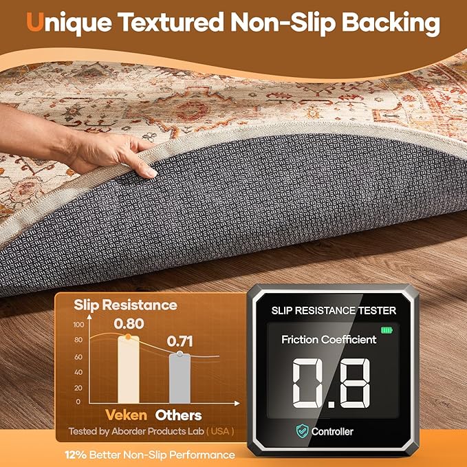 Veken 5 Ft Round Non Slip Cushioned Rug Pad Gripper, Felt and Silicone Backing, 1/4 inch Thick Carpet Liner for Hardwood Floors and Finishes, Under Area Rugs Anti Skid Mat, Keep Rugs Safe and in Place