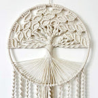 Large Tree of Life Dream Catchers, Macrame Wall Hanging Boho Handmade Woven Dream Catcher Macrame Wall Decor Art for Adults Boys Girls Bedroom Wedding Party Decor, Festival Blessing Gift（Light Beige）