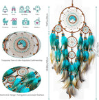 Large Dream Catchers, Boho Handmade Woven Turquoise Dream Catchers Wall Hanging for Bedroom Home Decor, Wedding Party Decor, Adults Boys Girls Festival Blessing Gift (Turquoise & Brown)