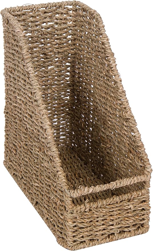 Trademark Innovations 10" Seagrass Magazine and File Holder Organizer (Single Set)