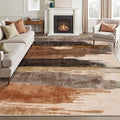 Ciicool Modern Abstract Rug for Living Room, 5'x7' Machine Washable Area Rug Non-Slip Rug, Low-Pile Contemporary Indoor Dining Floor Carpet for Bedroom Office Under Table Home Decor Brown Black